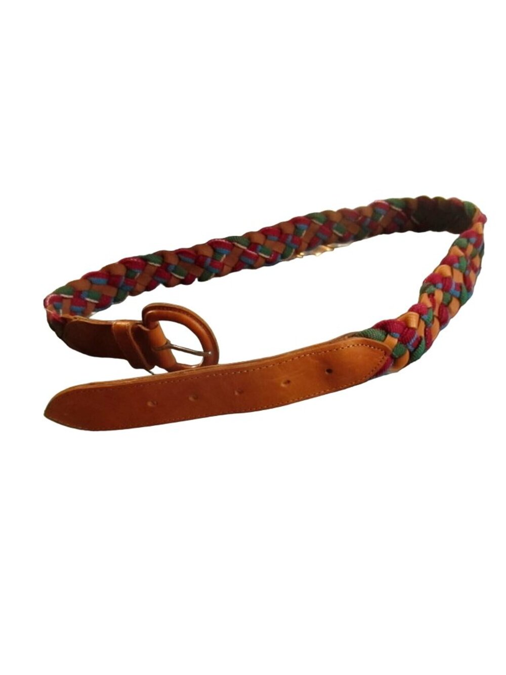 Boho Hippie Woven Vintage Belt Womens M/L Braided Genuine Leather Guatemala NEW